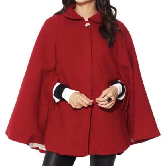 American Apparel Jackets & Blazers - American Apparel warm Red Wool Poncho Cape Coat OS